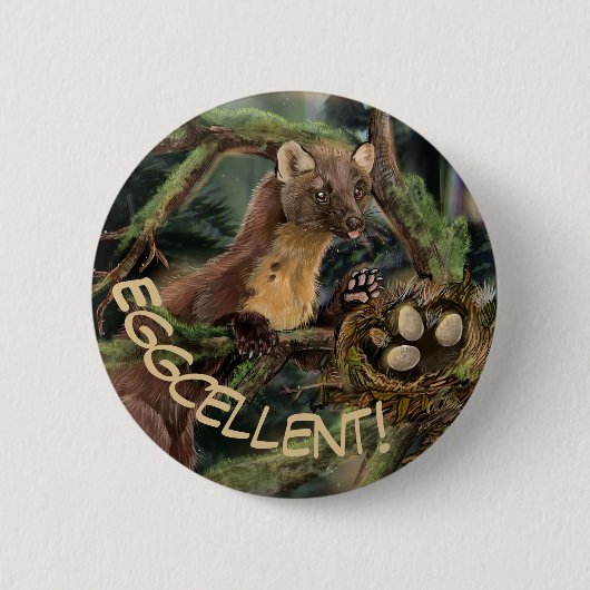 Europese pine Marten Ronde Button 5,7 Cm (Voorkant)