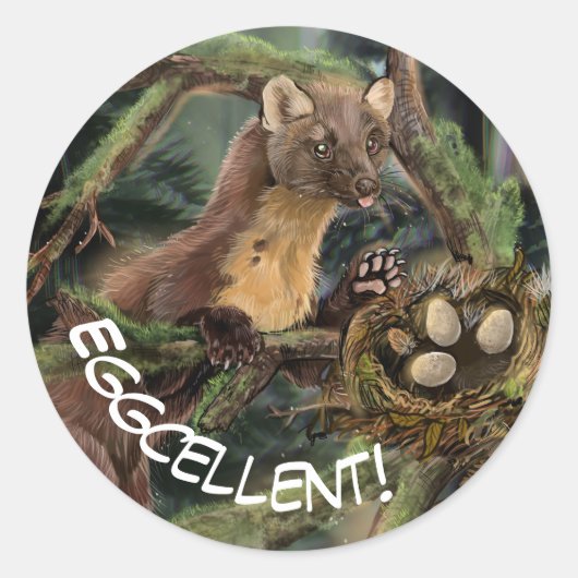 Europese pine Marten Ronde Sticker (Voorkant)