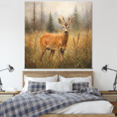 Europese reeënbok-wildschilderij canvas afdruk (Insitu (Slaapkamer))