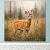 Europese reeënbok-wildschilderij canvas afdruk (Insitu (Houten vloer))