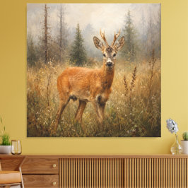 Europese reeënbok-wildschilderij canvas afdruk