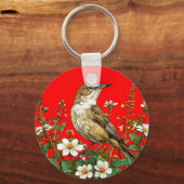 Europese rietzanger vogel sleutelhanger (Achterkant)