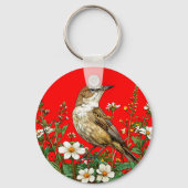 Europese rietzanger vogel sleutelhanger (Achterkant)