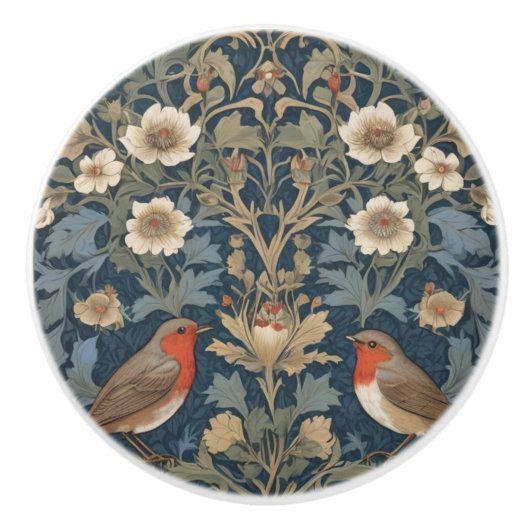 Europese Robin Bird Couple William Morris stijl Keramische Knop (Voorkant)