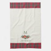 Europese Robin Bird Custom Monogram Kerstmis Theedoek (Verticaal)