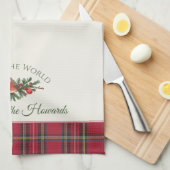 Europese Robin Bird Custom Naam Kerst Theedoek (Quarter Fold)