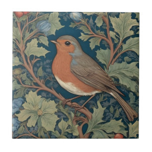 Europese Robin Bird William Morris stijl Links Tegeltje