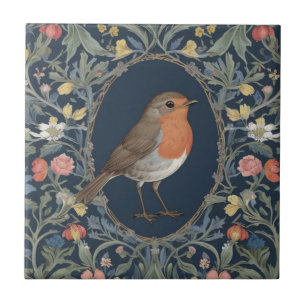 Europese Robin Bird William Morris stijl R Floral Tegeltje