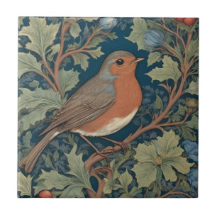Europese Robin Bird William Morris stijl Rechts Tegeltje