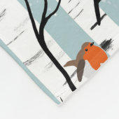 Europese Robins op zilveren berk in de sneeuw p bl Fleece Deken (Hoek)
