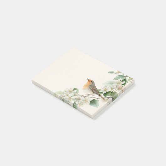 Europese Roodborst & Meidoorn – Bewerkbare Botanis Post-it® Notes (Schuin)