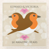 Europese roofvogels elk jaar Jubileum Glazen Onderzetter (Voorkant)