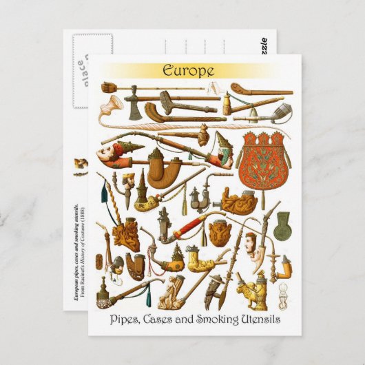 Europese rookpijpen, -hoesjes en -gereedschap briefkaart (Voorkant / Achterkant)
