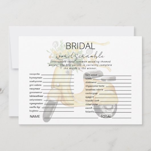 Europese Scooter Douche Woord Scramble Game Kaart (Voorkant)