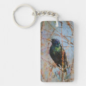 Europese spreeuw vogel schilderen Custom Initialen Sleutelhanger (Voorkant)