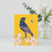 Europese Spreeuw Watervogel Schildering Briefkaart (Staand voorkant)