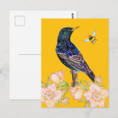 Europese Spreeuw Watervogel Schildering Briefkaart (Voorkant / Achterkant)
