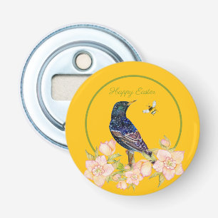 Europese Spreeuw Watervogel Schildering Button Flesopener