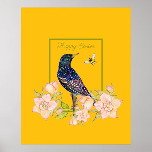 Europese Spreeuw Watervogel Schildering Poster (Voorkant)