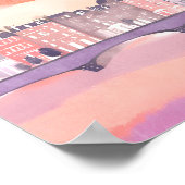 europese stad zonsondergang | Waterverf Poster (Hoek)