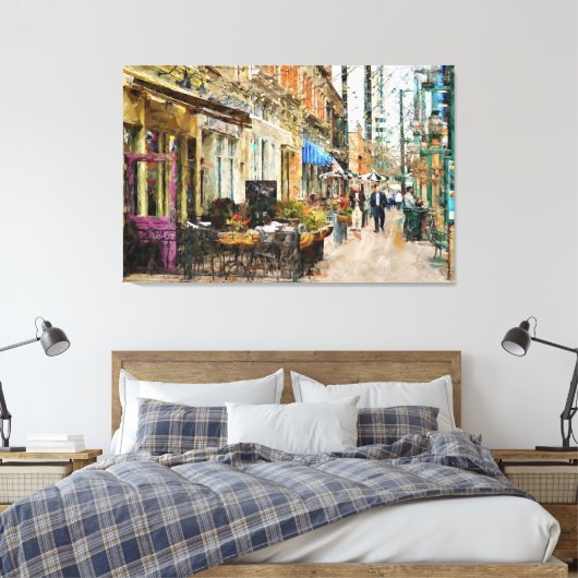 Europese straatscène canvas afdruk (Insitu (Slaapkamer))