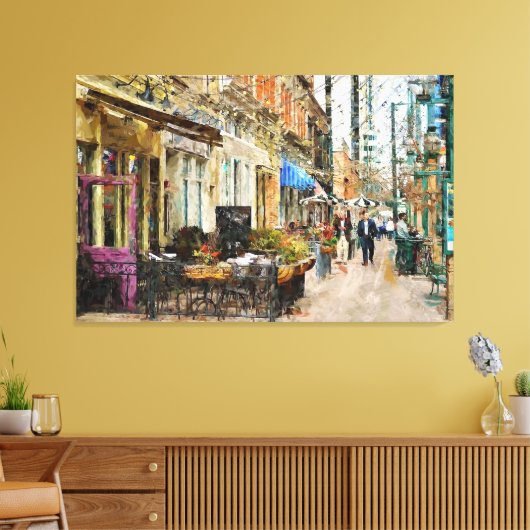 Europese straatscène canvas afdruk (Insitu (Woonkamer))