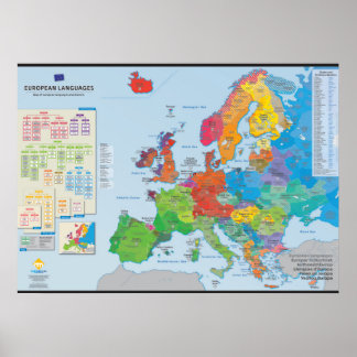 "Europese talen": Carte des talen d'Europe Poster