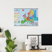 "Europese talen": Carte des talen d'Europe Poster (Thuiskantoor)