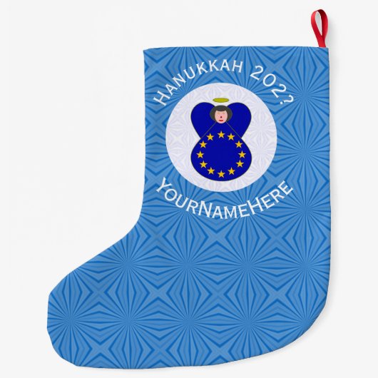 Europese Unie Angel Chanoeka Vlag gepersonaliseerd Grote Kerstsok (Achterkant)