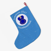 Europese Unie Angel Chanoeka Vlag gepersonaliseerd Grote Kerstsok (Achterkant (Hangend))