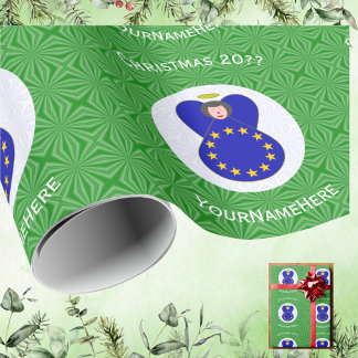 Europese Unie Angel Kerstvlag gepersonaliseerd Cadeaupapier
