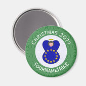 Europese Unie Angel Kerstvlag gepersonaliseerd Magneet (Voorkant / Achterkant)