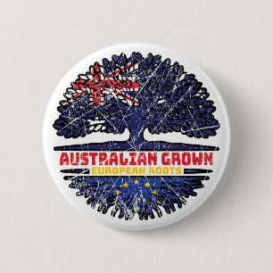Europese Unie - Australische Australische boom in Ronde Button 5,7 Cm