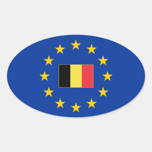 Europese Unie België Ovale Sticker (Voorkant)