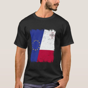 Europese Unie Malta Halve vlag EU Maltese wortels T-shirt
