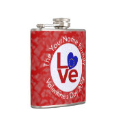 Europese Unie Rode LOVE Vlag gepersonaliseerd Heupfles (Rechts)