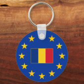 Europese Unie Roemenië Basic Button Sleutelhanger (Voorkant)