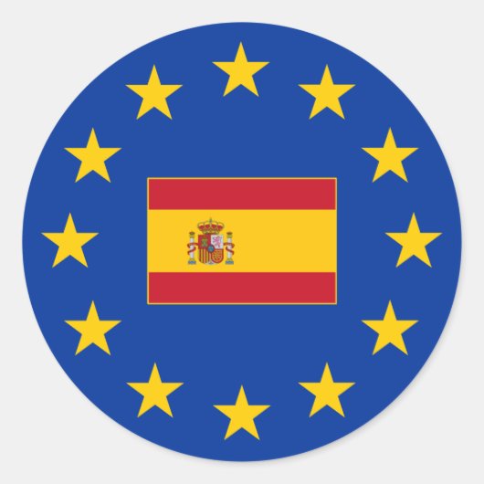 Europese Unie Spanje Ronde Sticker (Voorkant)