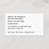 Europese vakantiespecialist visitekaartje (Achterkant)