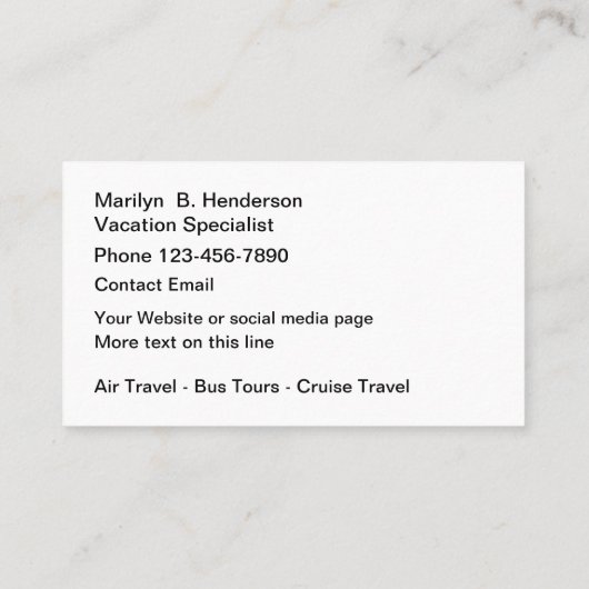 Europese vakantiespecialist visitekaartje (Achterkant)