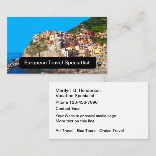 Europese vakantiespecialist visitekaartje (Voorkant / Achterkant)