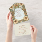 Europese Victoriaans Floral Art Nouveau bruiloft All In One Uitnodiging (Afscheurbaar)