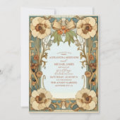 Europese Victoriaans Floral Art Nouveau bruiloft Kaart (Voorkant)