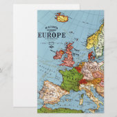 Europese vintagekaart 20e eeuw algemene kaart (Voorkant / Achterkant)