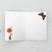 Europese vlinder met Poppy Wenskaart Kaart (Binnen)