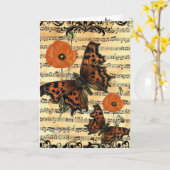 Europese vlinder met Poppy Wenskaart Kaart (Gele Bloem)