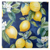Europese Waterverf Lemons Pattern marine Tegeltje (Voorkant)