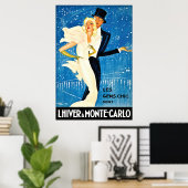 Europese winter in Monte Carlo Travel Poster (Thuiskantoor)