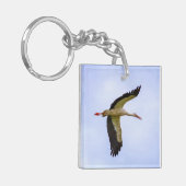 Europese witte ooievaar sleutelhanger (Voorkant Links)