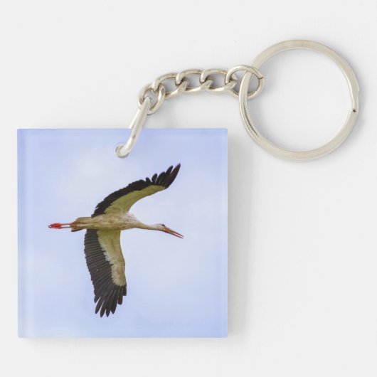 Europese witte ooievaar sleutelhanger (Achterkant)